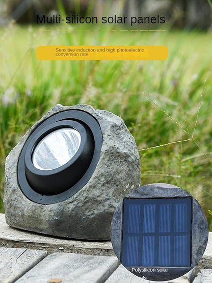 PLBSE Solar Rock Light, Super Bright Solar Spot Garden Light, Rotable Lamp Head, Cool White/Warm White Switchable, Waterproof, Crystal White, Small, Outdoor, Pathway