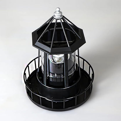 Solar Lighthouse Rotating Light - 360 Degree Light Houses Lamp For Yard, IP65 Waterproof Durable Lighthouse Lamps Towers Statue Lights For Outdoor Garden Pathway Patio (Black -Large - Style B)