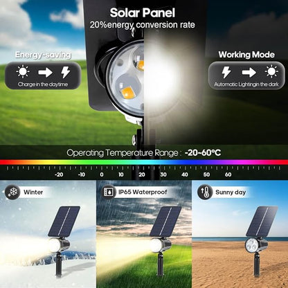 SUNLONG Solar Lights Outdoor, Solar Spot Lights Outdoor Waterproof Solar Powered Spotlights of 4 Pack