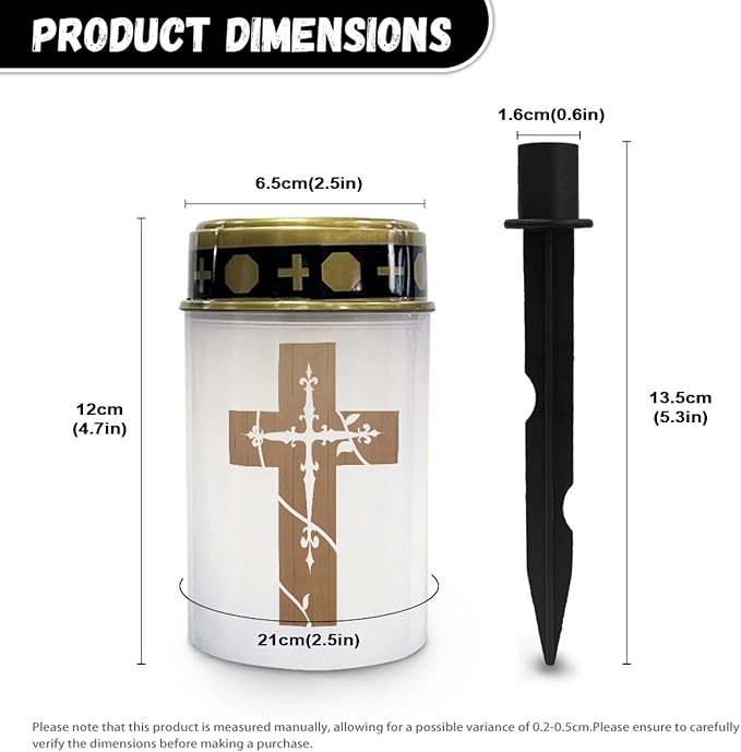 Cross Pathway Lights Solar Powered Waterproof Cross Solar Lights for Cemetery Outdoor Memorial Garden Stake Cross Lights for Grave Cemetery Garden Decor Cemetery Candle for Grave
