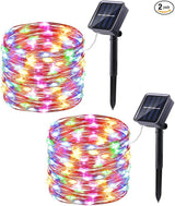 Lomotech Solar String Lights Outdoor - 2 Pack Total 66ft 200LED Solar Fairy Lights Waterproof 8 Modes Twinkle | Lumora