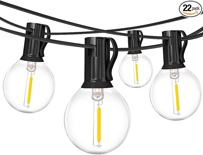 18Ft Outdoor Patio String Lights,UL Listed Commercial Light String with 10+1 Plastic G40 LED Clear Globe | Lumora