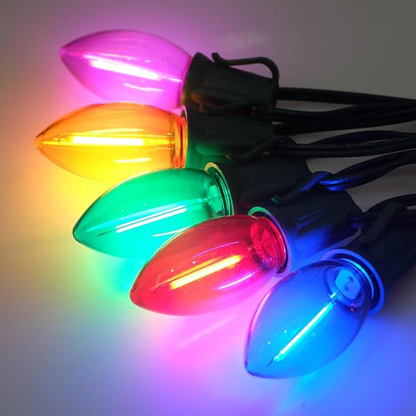 Outdoor C9 Multicolor Christmas Lights, 25Ft Vintage Christmas Lights with 27 LED C9 Bulbs, Extendable Plug in | Lumora