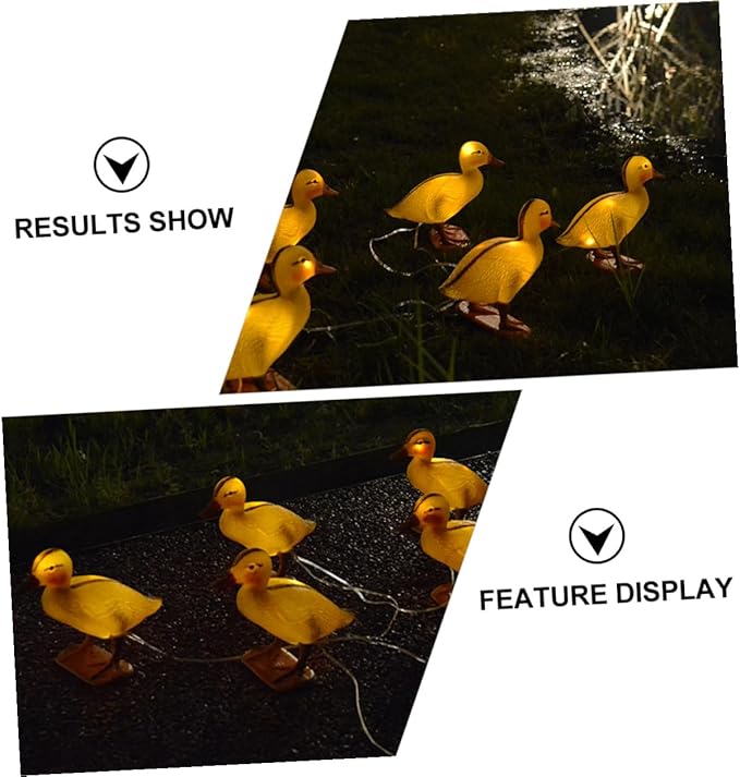 Lurrose Solar Powered LED Garden Duck Path Lights, 5-Set Outdoor Lawn Stake Lamps for Yard and Patio Decor, Waterproof Solar Lawn Lighting for Garden Pathway