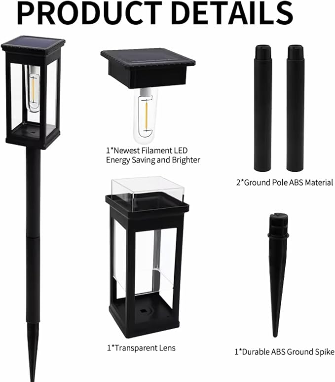 Outdoor Solar Lights, Path Lights Waterproof, Garden Lights, 4-Pack Landscape Lighting for Garden Walkway Sidewalk Backyard Lawn Yard Decoration (Warm White)
