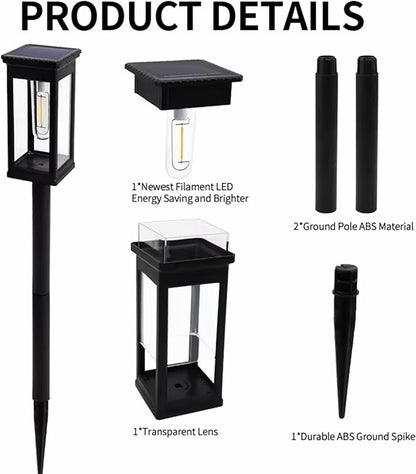 Outdoor Solar Lights, Path Lights Waterproof, Garden Lights, 4-Pack Landscape Lighting for Garden Walkway Sidewalk Backyard Lawn Yard Decoration (Warm White)