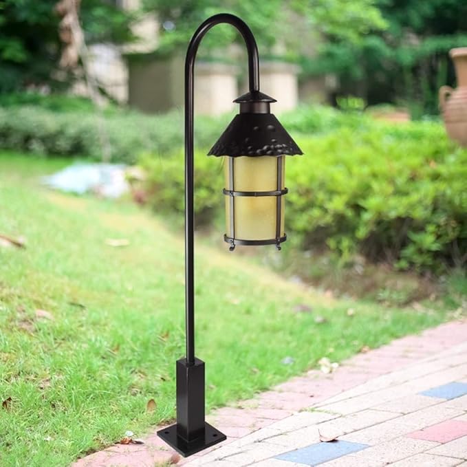 Lights Outdoor IP55 Retro Glass Waterproof Outdoor Pillar Light Vintage Creative Bend Metal Aluminum Lawn Post Light Garden Street Park Villa Decorative Column Lamp E27 Edison Stadium