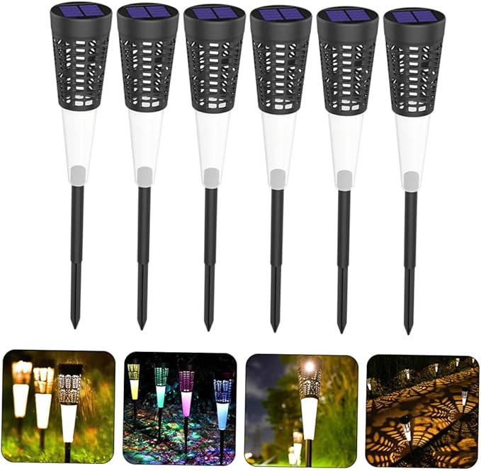 FRCOLOR 6pcs Garden Stake Lights, Waterproof In-ground Pathway Lamps with Warm and Colorful Led, Outdoor Lawn and Courtyard Decorative Lighting for Patio and Garden