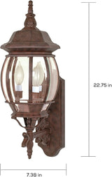 Nuvo Lighting 60/889 Arm Up Wall Lantern with Clear Beveled Panels, Old Bronze, Large | Lumora