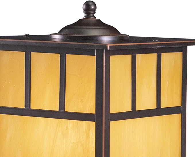 VAXCEL Mission 1L Bronze Outdoor Rectangle Post Light Honey Glass | Lumora