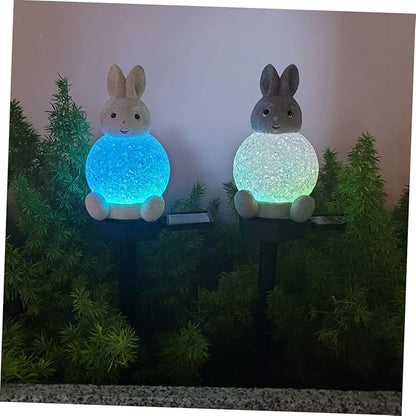 Led Rabbit Garden Decor Solar Pathway Lights Landscape Lighting Driveway Lights Changing Outdoor Lamp