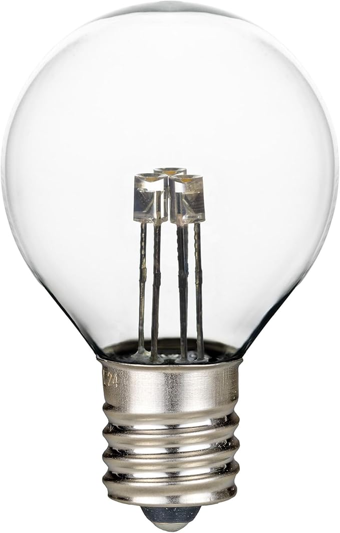Novelty Lights 25 Pack G30 Glass LED Globe Bulbs, String Light Replacement Bulbs, E12 Candelabra Base, Energy | Lumora