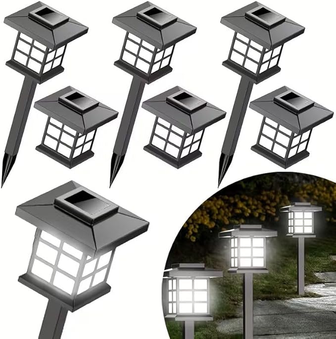 6 Sets, 12 Sets, 24 Sets of Outdoor Solar Lights, IP44 Waterproof, Suitable for Path and Patio Decoration, Available in Both White Light and Warm Light Options. (Buy 4, Get 2 Free White Light)