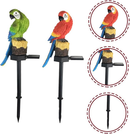 2Pcs Parrot Garden Solar Light Lawn Stake Lamp Led Outdoor Decorative Light for Garden and Landscape Solar Powered Parrot Stake Lamp for Outdoor Decor