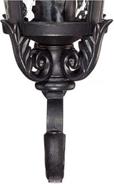 John Timberland Marseille Traditional Outdoor Wall Light Fixture Black Steel Scroll 19" Clear Hammered Glass | Lumora