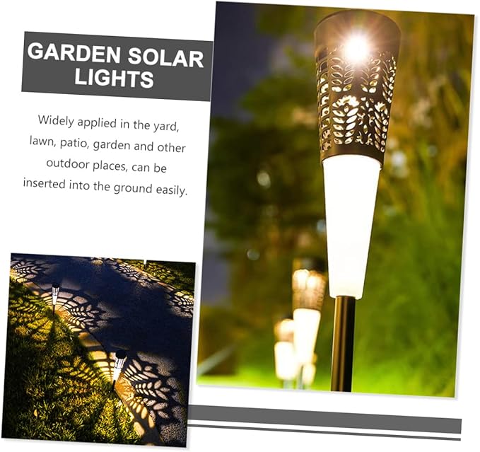 BESPORTBLE 6pcs Solar Garden Stake Lights Hollow Design Outdoor Courtyard Decorative Lamps for Lawn and Pathway Warm Lighting for Patios and Yards