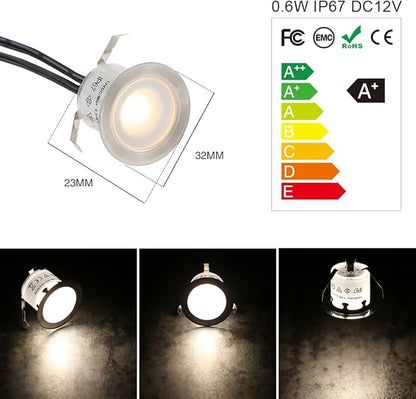 Tomshine Recessed LED Deck Light Kits, 16 Pack φ32mm Step Lights Outdoor Waterproof, 12V Low Voltage Landscape Lights for Garden, Patio, Yard, Stair, Corner Decoration
