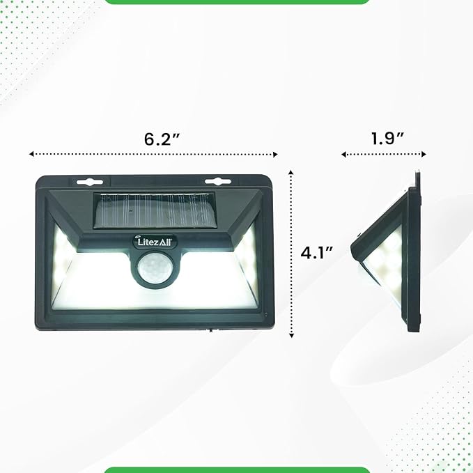 LitezAll 1500 Lumen Solar Night Light Outdoor – Solar Powered Motion Light for Deck, Garage - LED Lights Outdoor