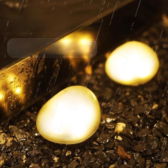 LED Solar Powered Goose Warm Stone Lights, Warm Light Outdoor Courtyard Decorative Tile Stone Lights Wireless Twilight to Dawn Waterproof Garden Road Landscape Lamp.