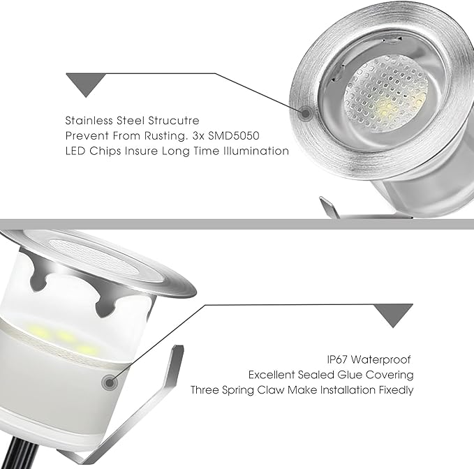 Low Voltage LED Deck Light Kit Stainless Steel Waterproof Recessed Wood Decking Stairs Garden Yard Patio Decor Lamp | Lumora