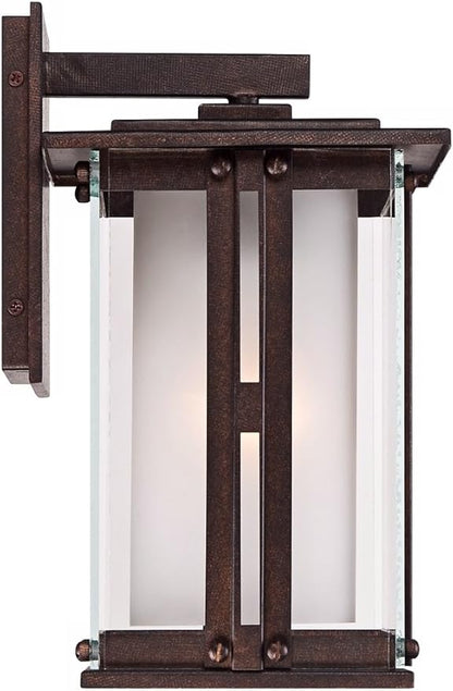 Franklin Iron Works Fallbrook Rustic Farmhouse Outdoor Wall Light Fixture Bronze Steel 11 3/4" Clear Frosted Double Glass for Exterior House Porch Patio Outside Deck Garage Front Door Garden Home