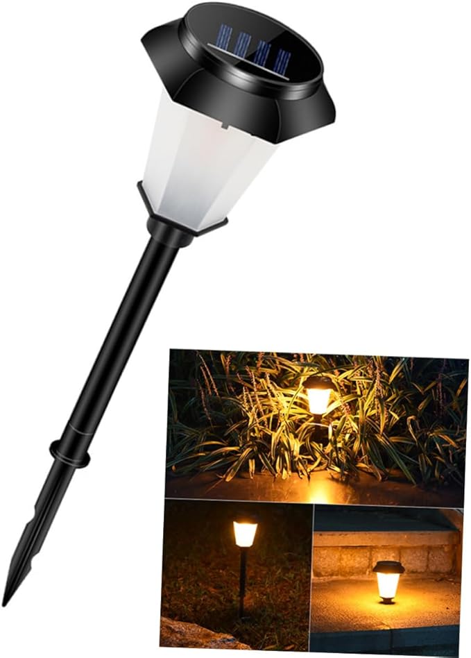 Operitacx Outdoor Solar Powered Simulated Flame LED Landscape Light Portable Standing Light for Garden Pathway and Patio Black