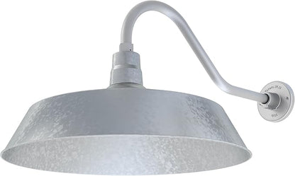 21in. Galvanized Oversized Outdoor Gooseneck Barn Light Fixture With 22in. Long Arm - Wall Sconce Farmhouse, Vintage, Antique Style - UL Listed - 9W 900lm A19 LED Bulb (5000K Cool White)