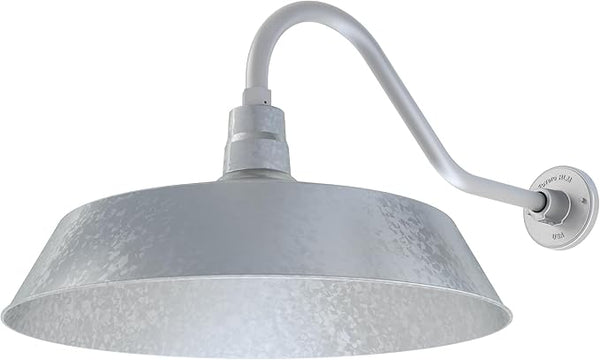 21in. Galvanized Oversized Outdoor Gooseneck Barn Light Fixture With 22in. Long Arm - Wall Sconce Farmhouse | Lumora