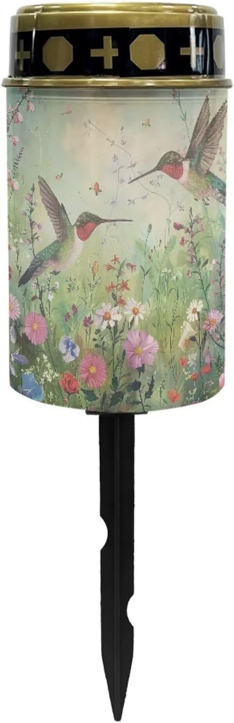 Solar Powered Garden Stake Lights Multipurpose Solar Lights Cemetery Decorations for Grave Outdoor Lights Gravesite Decor Yard Art for Remembrance Gifts - Flowers Hummingbird
