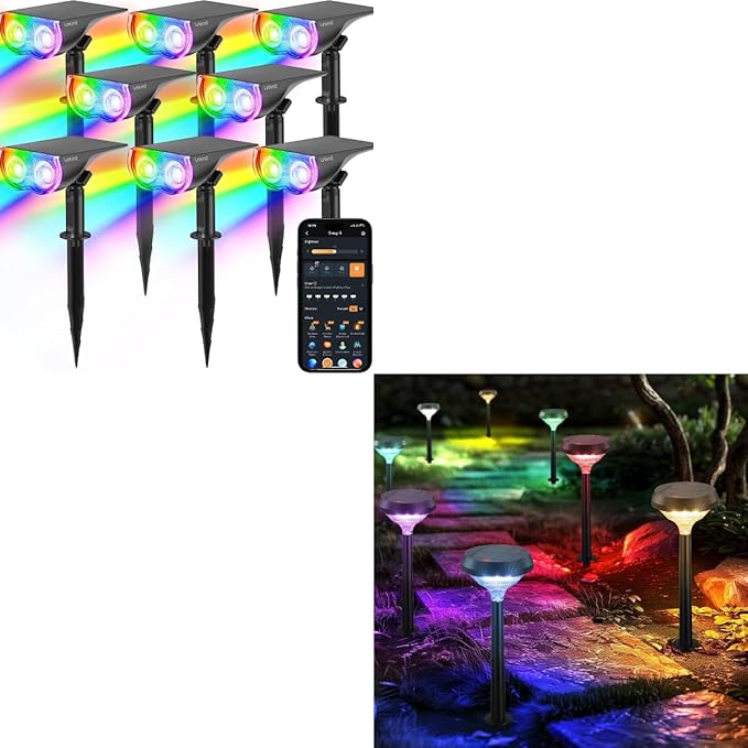 Linkind Smart Solar Spot Lights Outdoor SL5C+Solar Pathway Lights 16 Pack