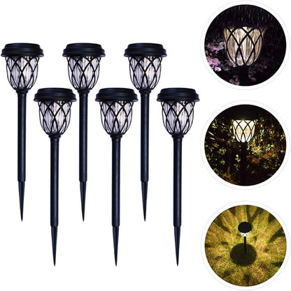 6pcs Waterproof LED Solar Garden Path Lights Warm White Outdoor Lawn Landscape Lighting for Porch Yard Patio