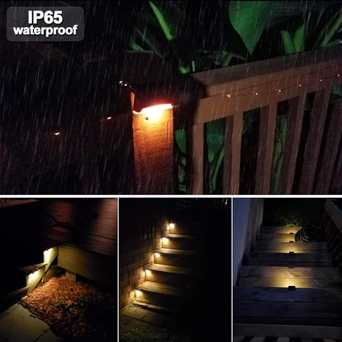 MODOAO Solar Deck Lights Solar Step Lights Waterproof Led Solar Lamp Led Solar Fence Lamp for Patio, Stairs,Garden Pathway, Fences and Path and Driveway (12 Pack)