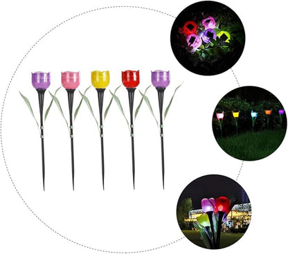 Milisten 5pcs Solar Power Tulip Lawn Stick Lamp Garden Ground Lamp Led Outdoor Solar Lights for Landscape Decorative Stake Lights
