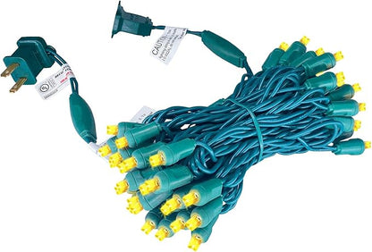 Christmas Lights LED Commercial Mini LED String Lights, 120V UL, Green Wire Xmas Lights for Indoor & Outdoor Use, Holiday Party Decorations, Trees, Light Displays (Yellow, 17FT)