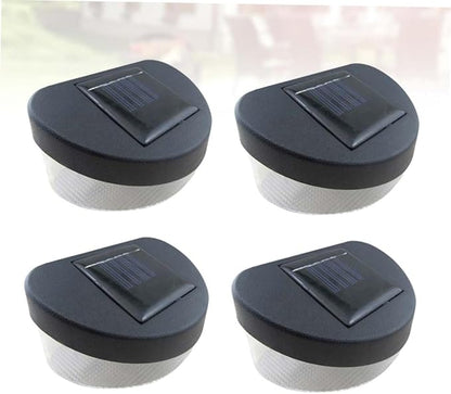 Cabilock 4pcs Solar LED Outdoor Wall Lights Garden Lamp for Pathway Porch Fence Black Shell with White Light Easy Installation