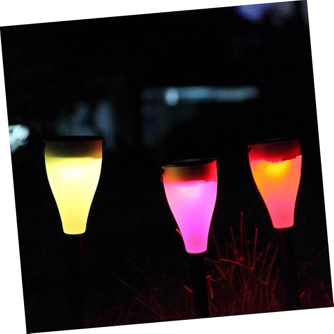 Luxshiny LED Solar Lawn Light Outdoor Waterproof Colorful Solar Garden Path Light with Ground Stake, Seven-Color Changing Landscape Lamp for Yard and Patio Decoration