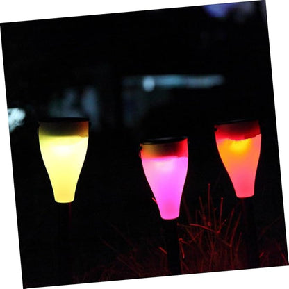 Luxshiny LED Solar Lawn Light Outdoor Waterproof Colorful Solar Garden Path Light with Ground Stake, Seven-Color Changing Landscape Lamp for Yard and Patio Decoration