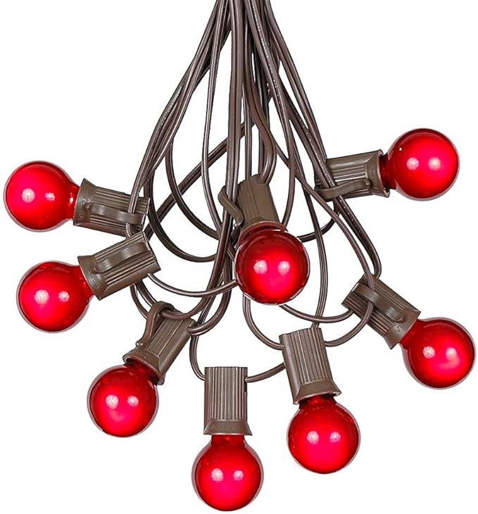 100 Foot G30 Outdoor Patio String Lights with 125 Red Globe Bulbs – Indoor Outdoor String Lights – Market Bistro | Lumora