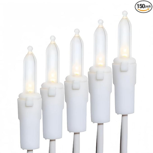 LUCKY SHINE 150 Warm White LED Christmas Lights, Commercial Grade 50 FT White Wire String Lights, UL Listed for | Lumora