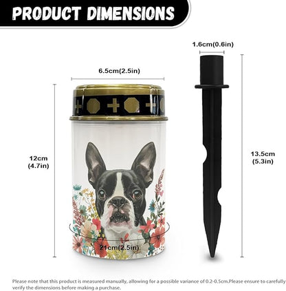 Boston Terrier Solar Garden Lights,Pathway Garden Lights Solar Outdoor LED Solar Powered Firay Lights for Outside,Solar Stake Lights for Yard Patio,Easy to Install