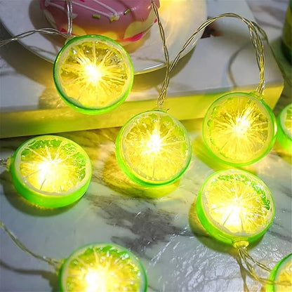 Fruit String Lights Battery Powered Indoor Outdoor Lighting Lamp Strawberry/Grape/Watermelon/Lemon/Banana for Wedding Home Birthday Garden Yard Patio Party Decorations (Green Lemon)