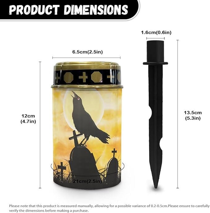 Tombstone Crow - Halloween Solar Outdoor Lights, Waterproof Solar Pathway Lights,Auto On/Off Solar Lights, Solar Garden Lights for Grave Walkway Driveway Yard
