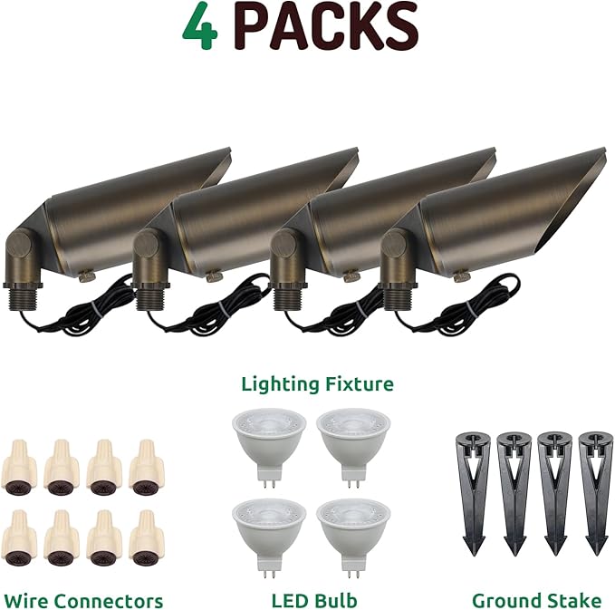DOSHINE® Solid Brass Landscape LED Spotlights Outdoor Low Voltage Landscape Lighting AC/DC 12V Uplight Accent Light | Lumora