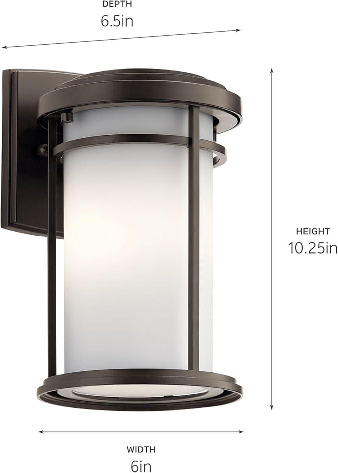 Kichler Toman 10.25" 1 Light Outdoor Wall Light with Satin Etched Glass in Olde Bronze | Lumora