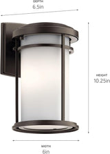 Kichler Toman 10.25" 1 Light Outdoor Wall Light with Satin Etched Glass in Olde Bronze | Lumora