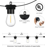 Aialun 24FT LED Outdoor String Lights, Outside Patio Backyard Light with S14 2700K Shatterproof Edison Bulbs | Lumora