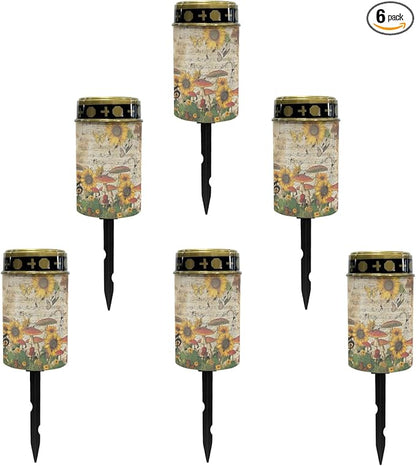Solar Garden Stake Lights Outdoor Waterproof Cemetery Lights Sunflower Mushroom LED Lantern Cemetery Decorations for Grave,Outdoor Solar Powered Lights for Outside-Warm White
