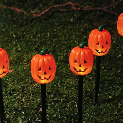 Solar Pumpkin Garden LED Stake Lights for Halloween Decorations Outdoor Waterproof Halloween Yard Stake Lights 1Set Of 5Pack For Garden Patio Yard Pathway Grave (Long Pumpkin)