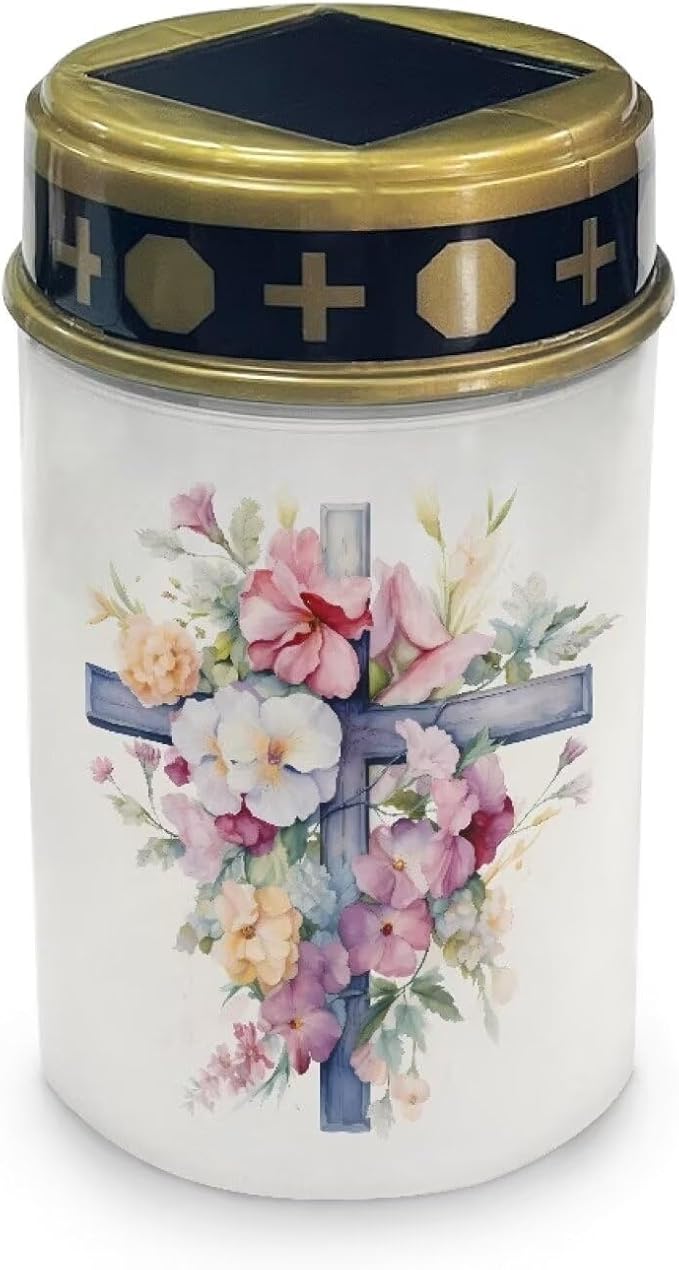 Crucifixion Solar Lights Outdoor Cemetery Floral Be Still and Know That I am God Cemetery Solar Lights Solar Lights Grave Decorations for Cemetery Dad