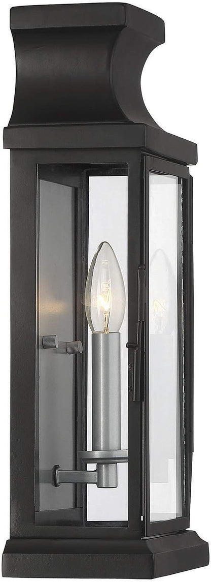 Savoy House 5-5910-BK Brooke Traditional Clear Glass Outdoor Wall Lantern, 1-Light 60 Watt, 17" H x 7" W, Black